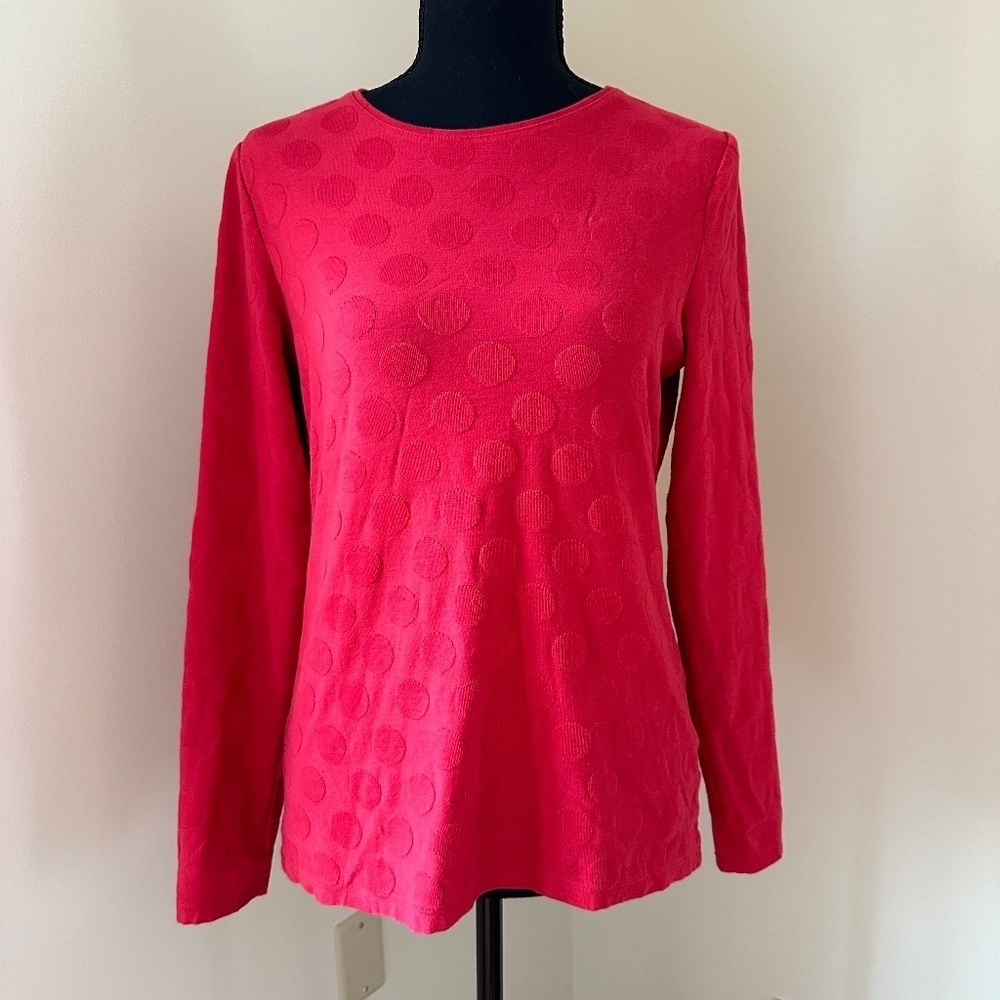 *TALBOTS* Red Polka Dot Long Sleeve "The Talbots Tee" Tie Small